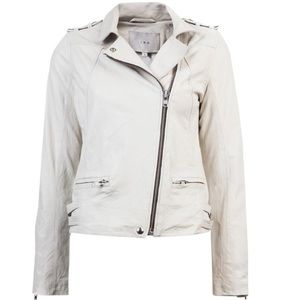 IRO Off White Lambskin Leather Jude Moto Zipper jacket